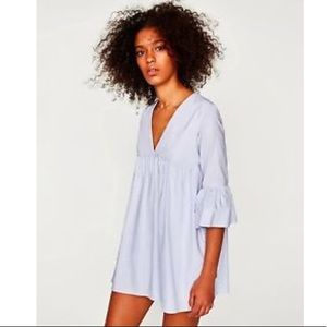 Zara Blue Striped Romper Dress
